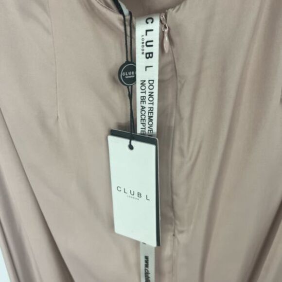 Club L London Nude‎ Bridesmaid Cami Tailored Satin Iris Maxi Dress Size 10 NWT - Picture 5 of 14